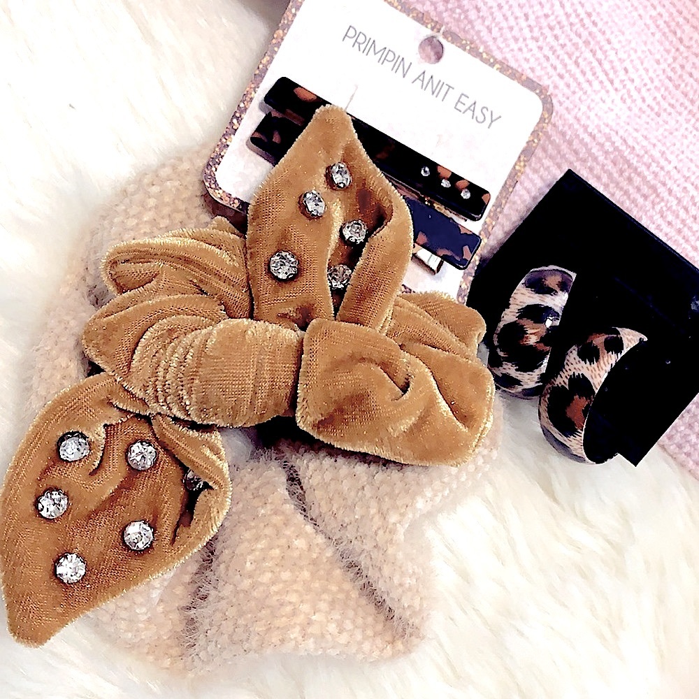 Nordstrom«—»5pc«—»Fashion Bundle Leopard Hoop Earrings, Scrunchies+Tortoise Clip
